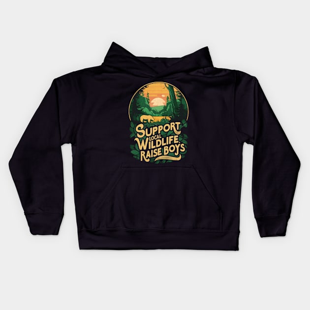 Mom of boys wildlife Kids Hoodie by Humor Me tees.